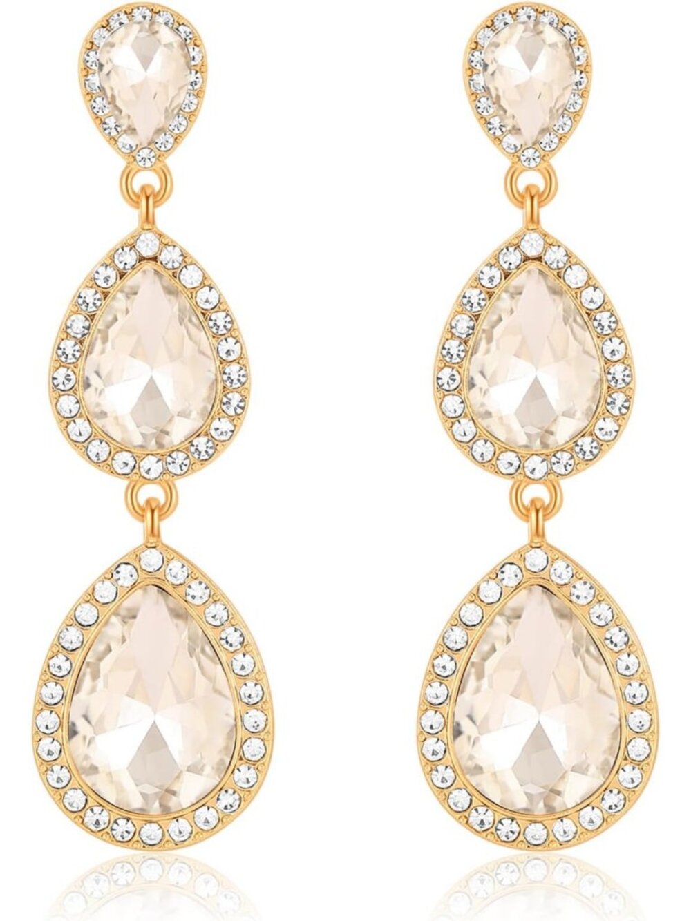 Glamorous Vintage Rhinestone Teardrop Dangle Earrings - Statement Jewelry